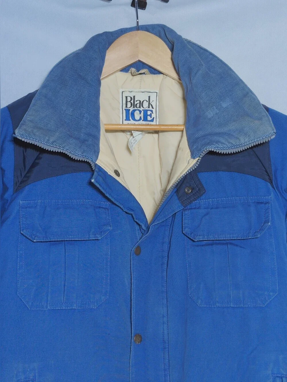 Vintage 80s Black Ice S Men’s Blue Work Jacket Worn Costume Piece Reno Nevada